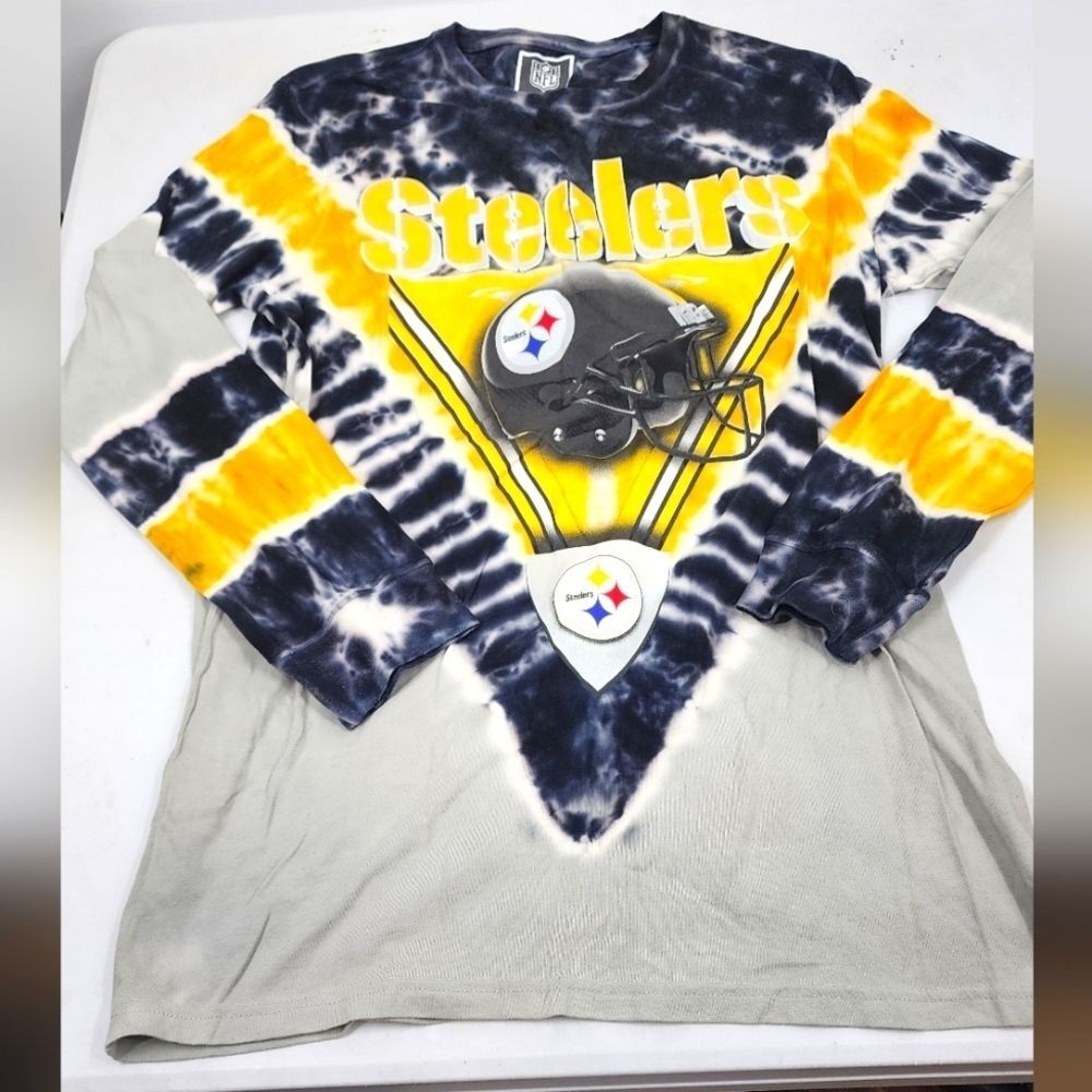 NFL Pittsburg Steelers Tie Dye Long Sleeve Logo Cotton M